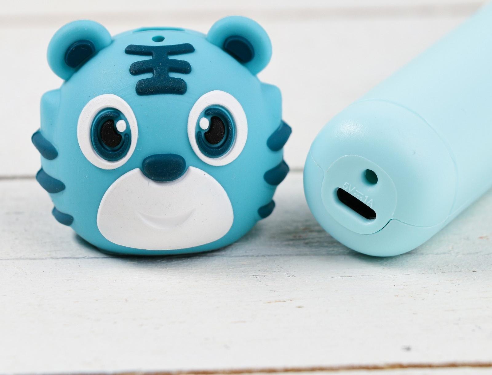 3D ручка Тигрёнок, работа с пластиком PLA, USB кабель питания, голубая