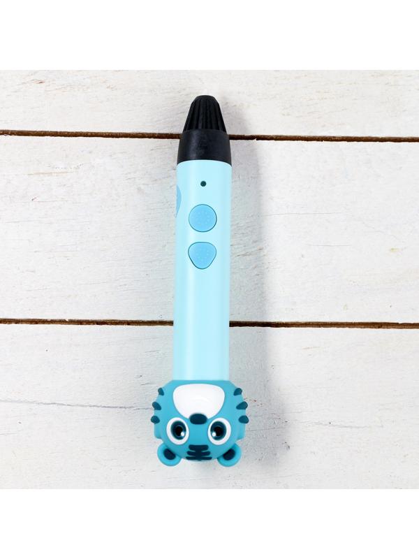 3D ручка Тигрёнок, работа с пластиком PLA, USB кабель питания, голубая