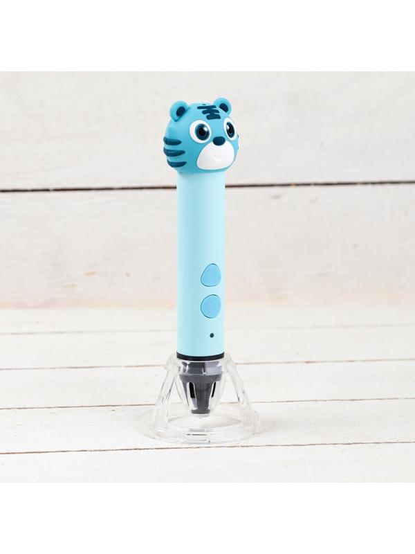 3D ручка Тигрёнок, работа с пластиком PLA, USB кабель питания, голубая