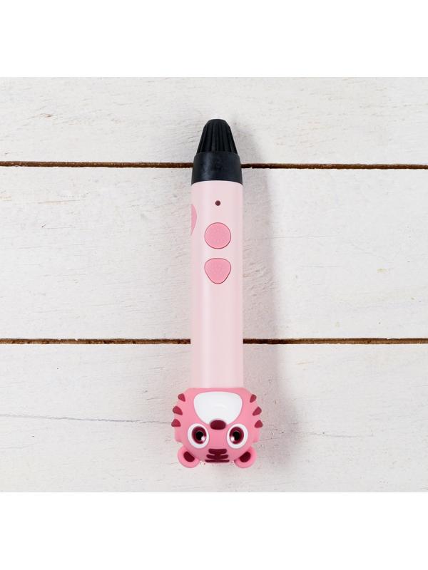 3D ручка Тигрёнок, работа с пластиком PLA, USB кабель питания, розовая