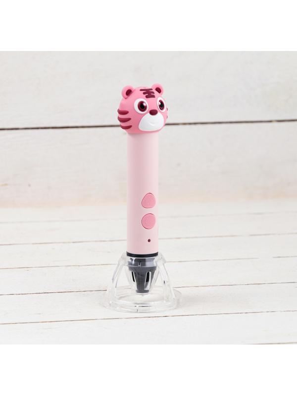 3D ручка Тигрёнок, работа с пластиком PLA, USB кабель питания, розовая