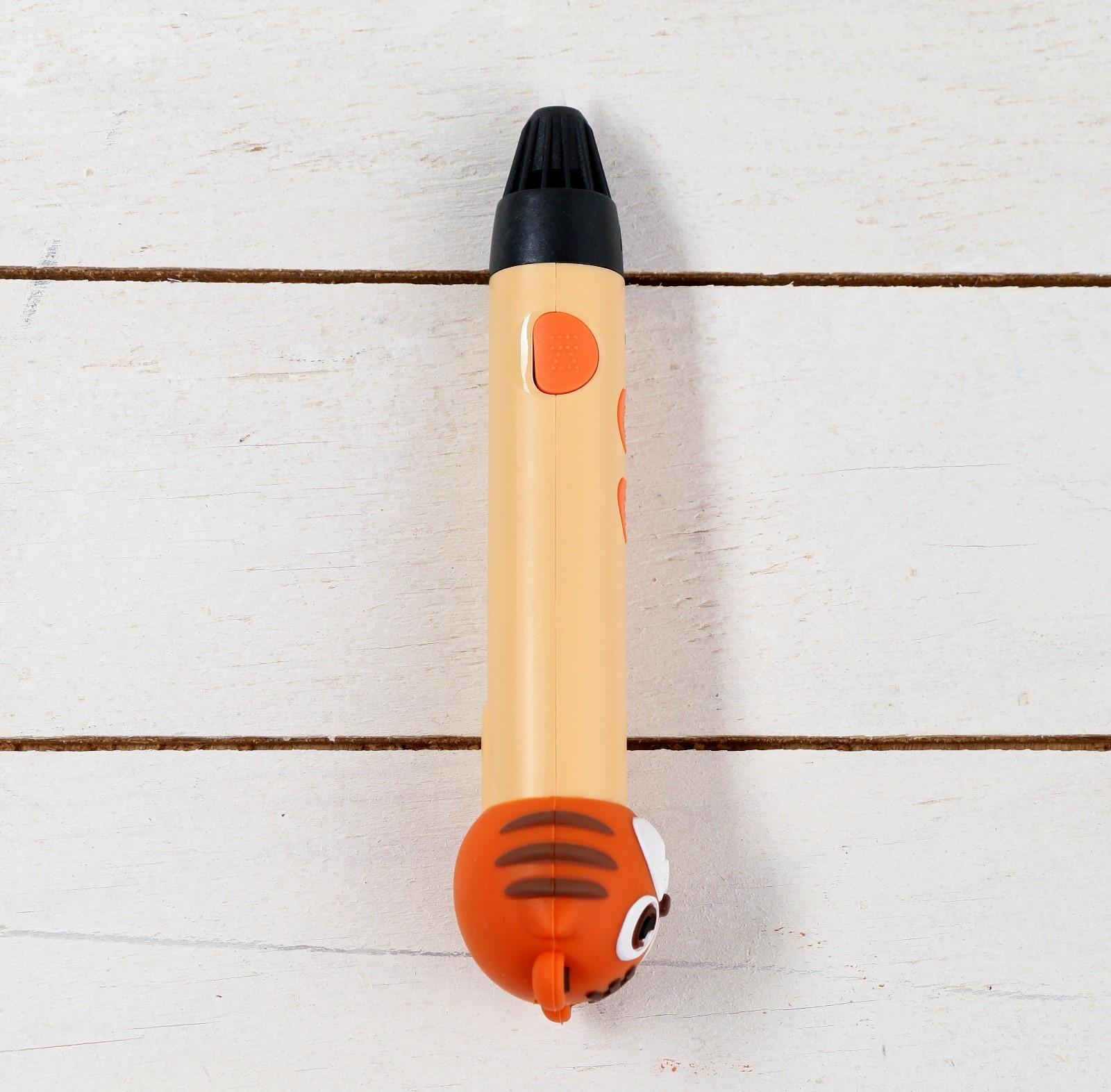 3D ручка Тигрёнок, работа с пластиком PLA, USB кабель питания, оранжевая