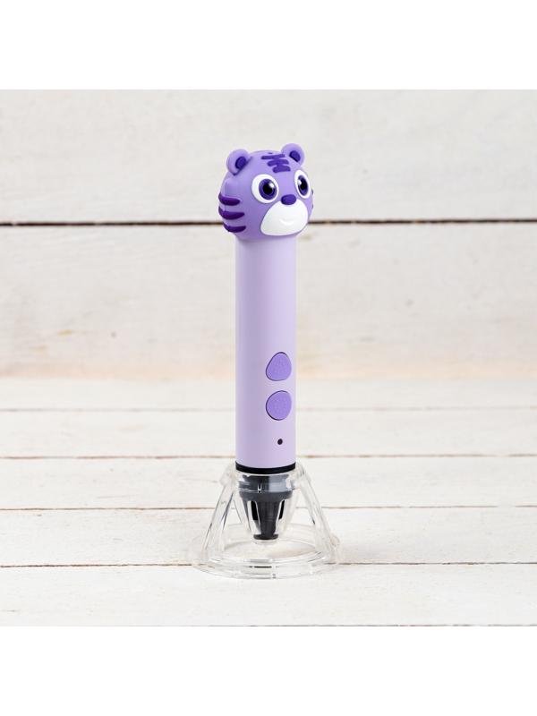 3D ручка Тигрёнок, работа с пластиком PLA, USB кабель питания, фиолетовая