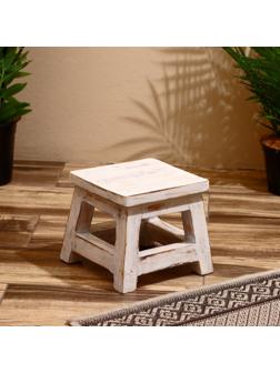 Табурет 21х21х18 см, дерево албезия, белый