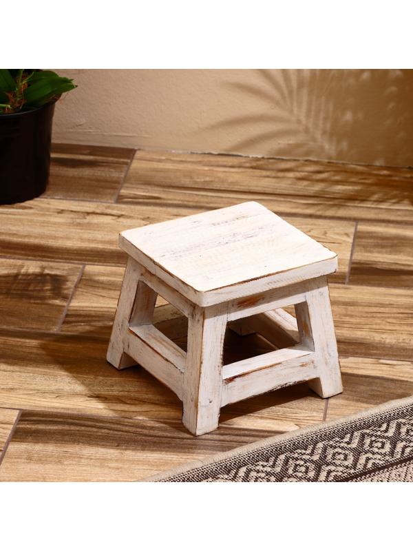 Табурет 21х21х18 см, дерево албезия, белый