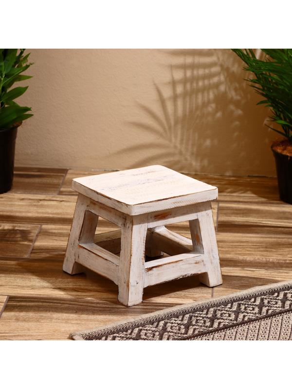 Табурет 21х21х18 см, дерево албезия, белый