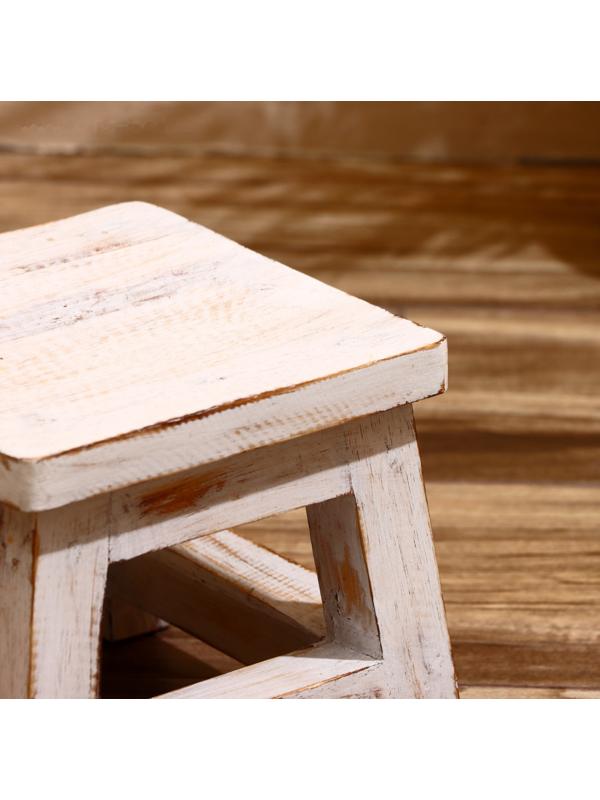 Табурет 21х21х18 см, дерево албезия, белый