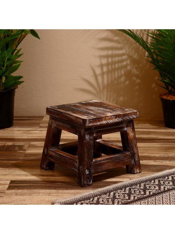 Табурет 21х21х18 см, дерево албезия, коричневый