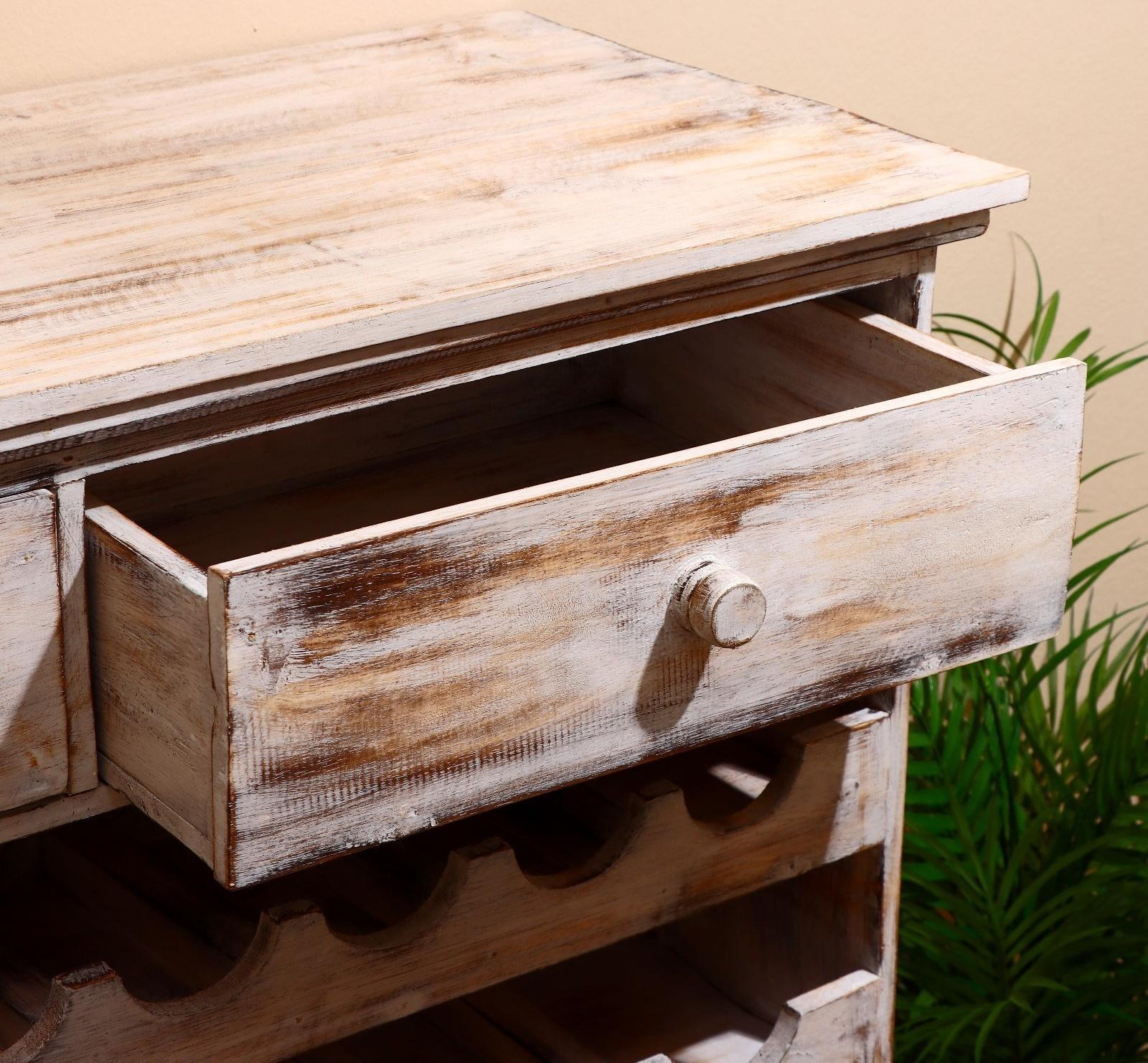 Комод-бар 90х40х85 см, дерево албезия, белый