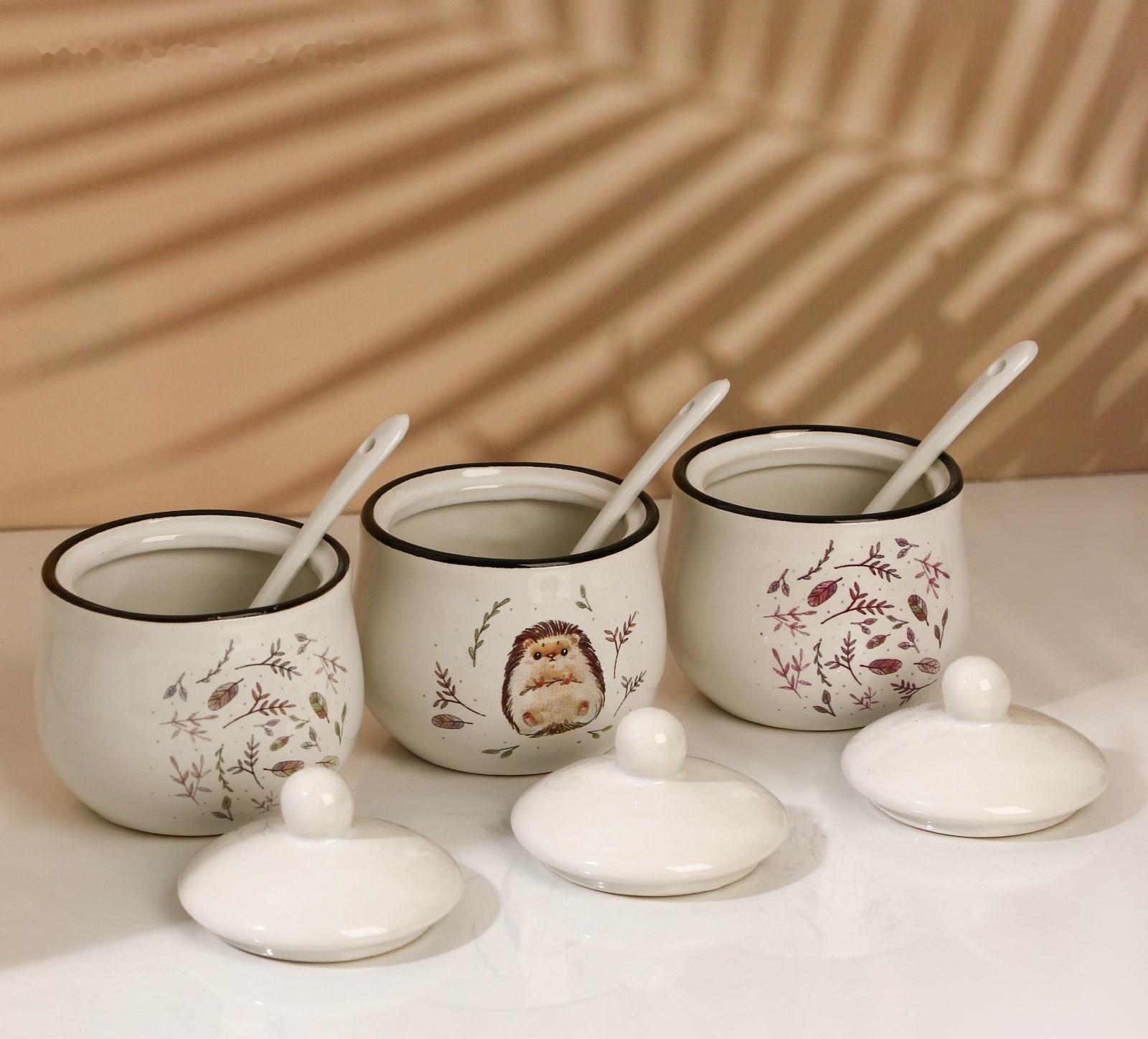 Набор банок для специй «Ёжик», 200 мл, 3 шт