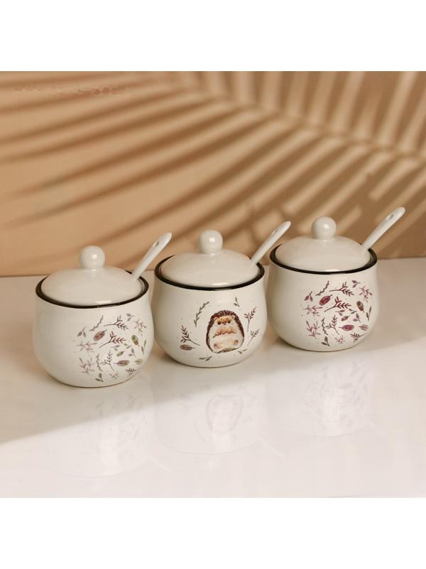 Набор банок для специй «Ёжик», 200 мл, 3 шт