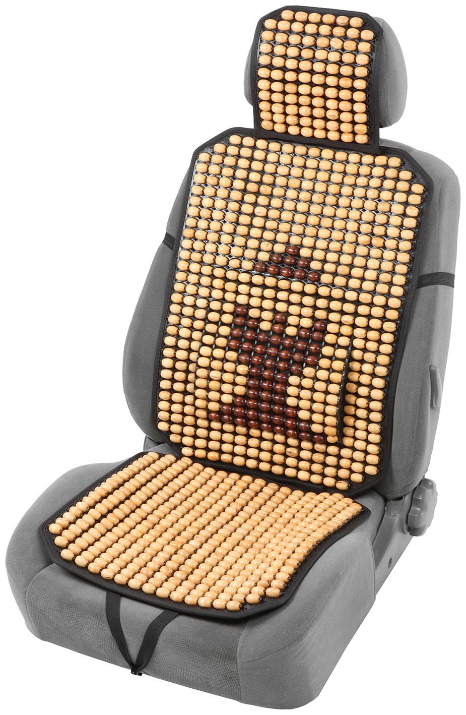 Накидка-массажёр на сиденье, 126×43 см, с поясничной опорой, бежевый