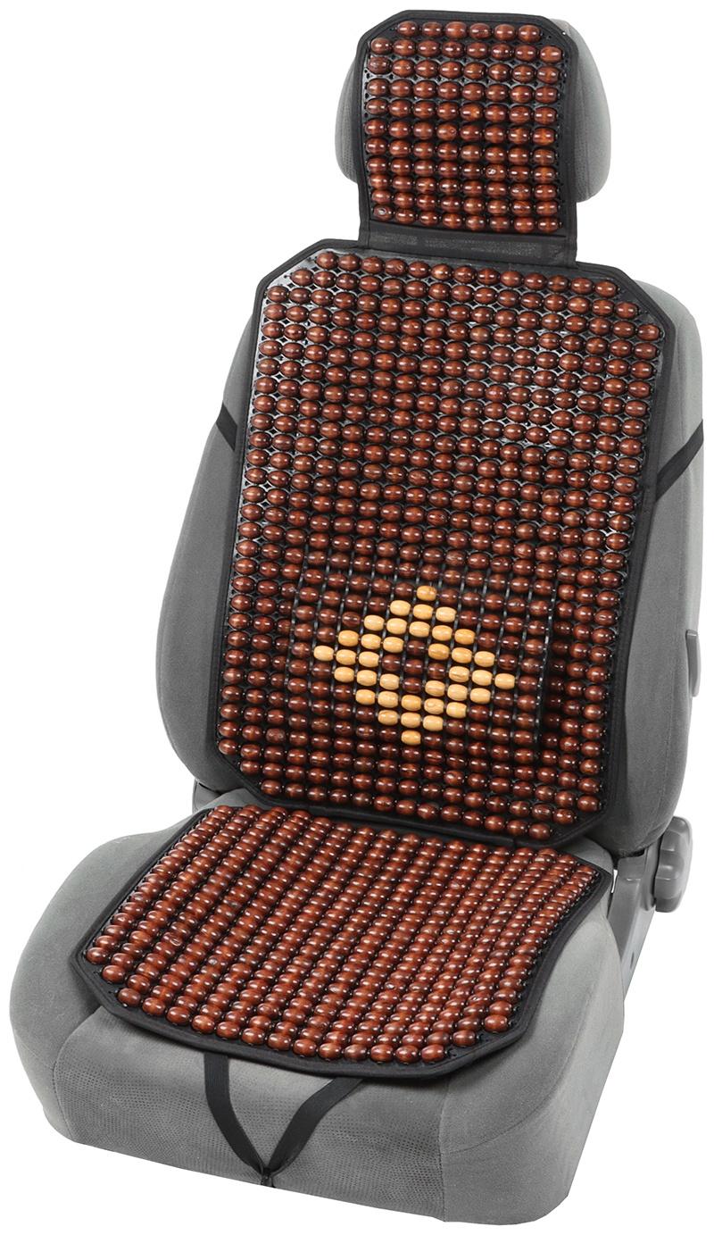 Накидка-массажёр на сиденье, 126×43 см, с поясничной опорой, коричневый