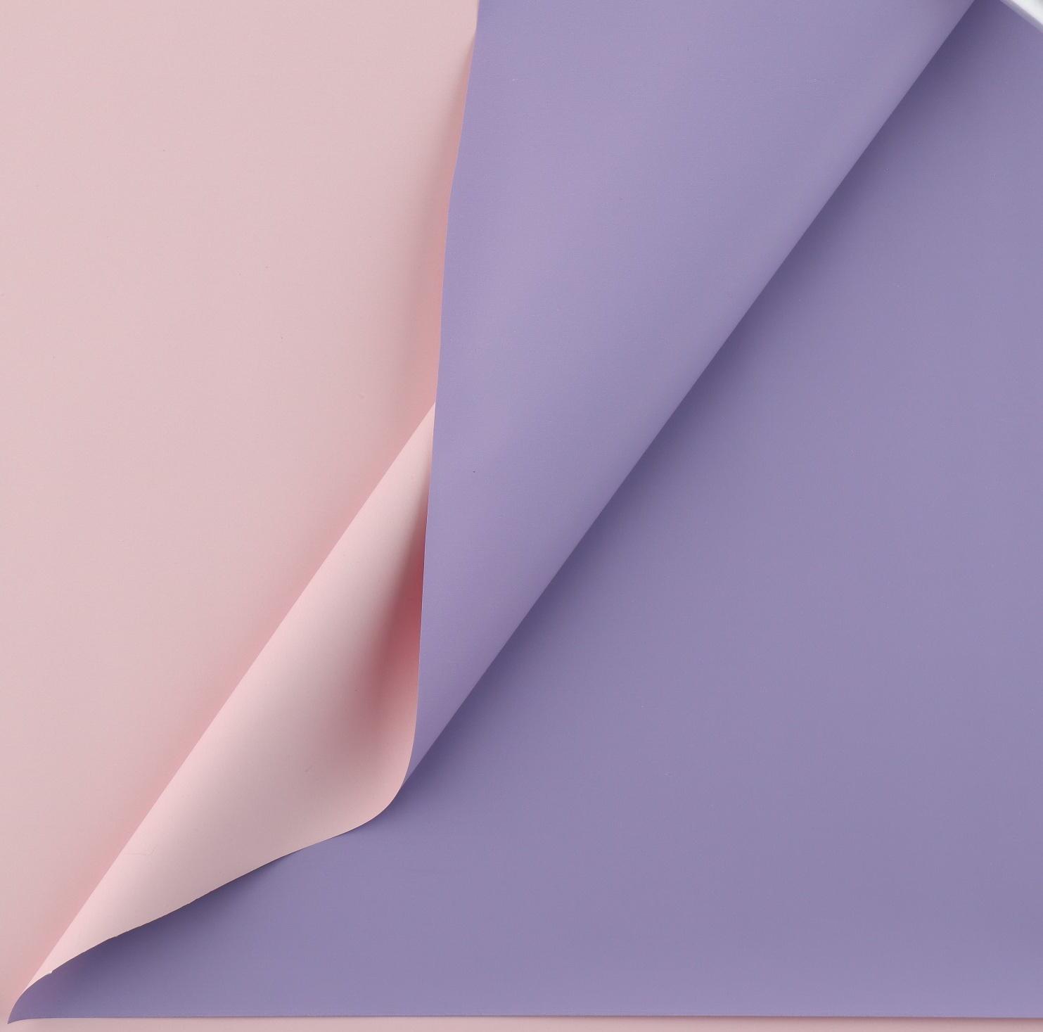 Пудровая плёнка двусторонняя «Лаванда + нежно-розовый», 50 мкм, 0.5 х 8 м