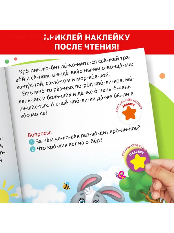 Набор обучающих книг с наклейками 5 шт.,»Учимся читать с букварём»