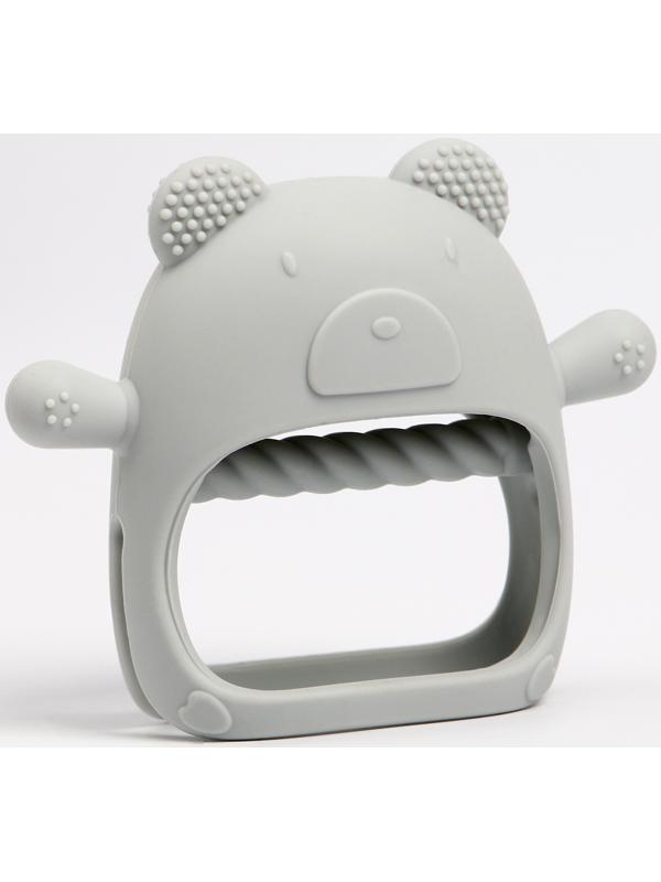 Прорезыватель зубной в форме соска «Мишка», цвет серый