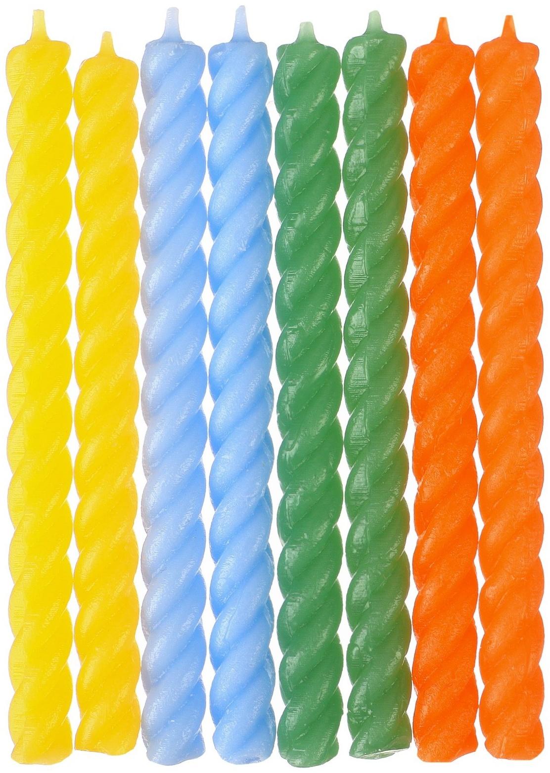 Набор витых свечей в торт 8 шт 