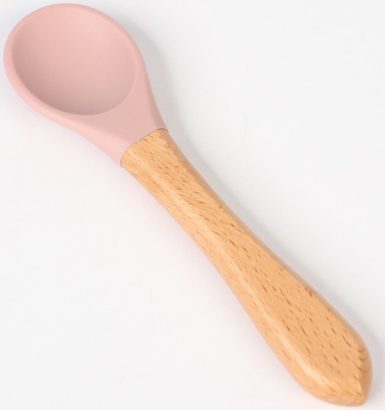 Тарелка детская на присоске, ложка, M&B, пыльная роза