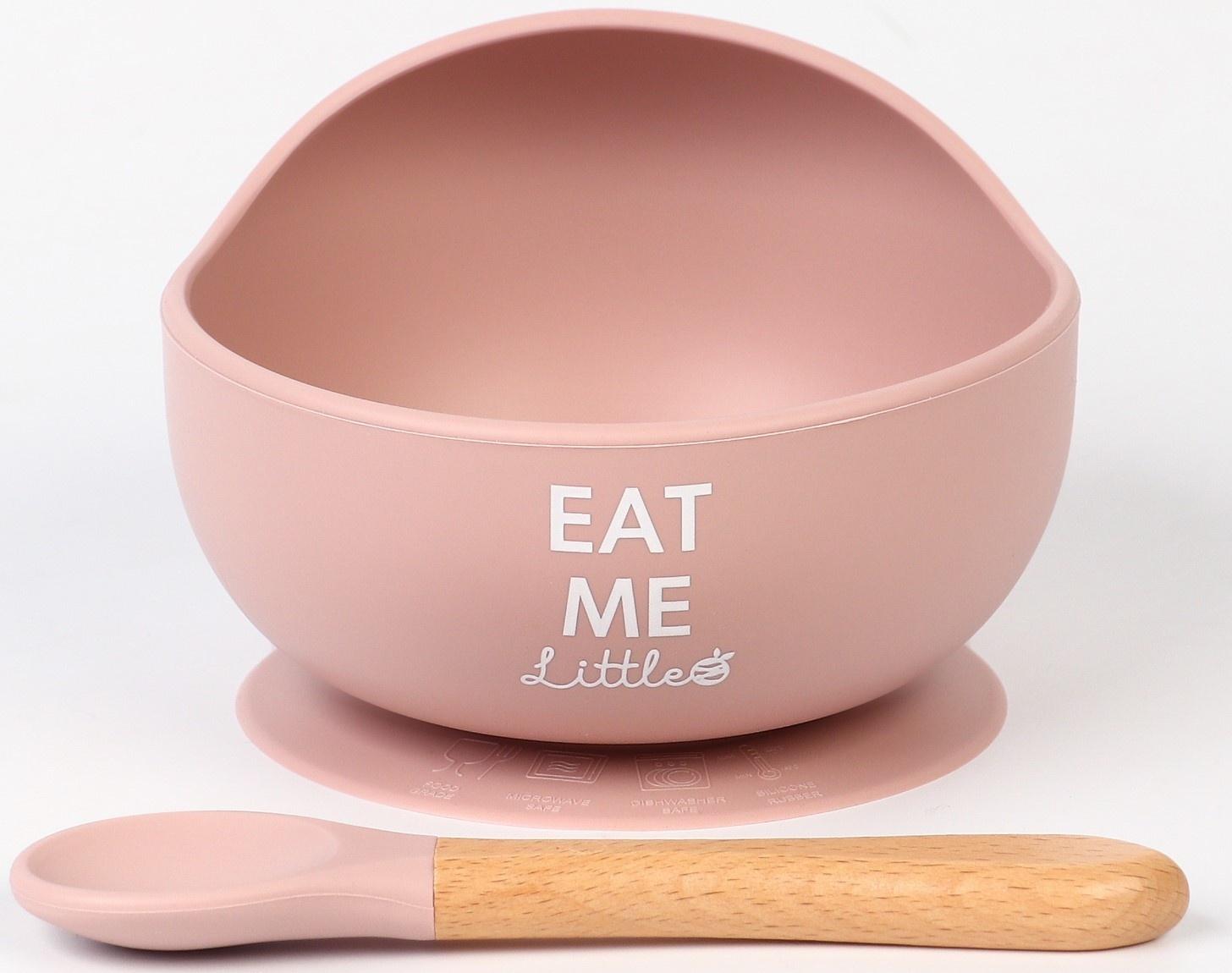 Тарелка детская на присоске, ложка, M&B, пыльная роза