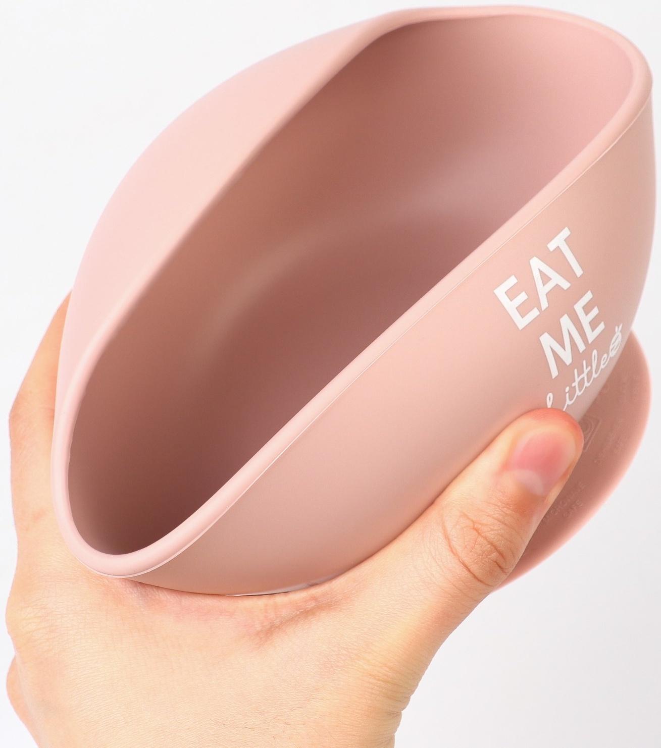 Тарелка детская на присоске, ложка, M&B, пыльная роза