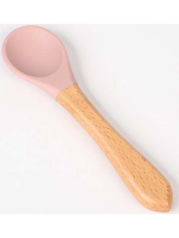 Тарелка детская на присоске, ложка, M&B, пыльная роза