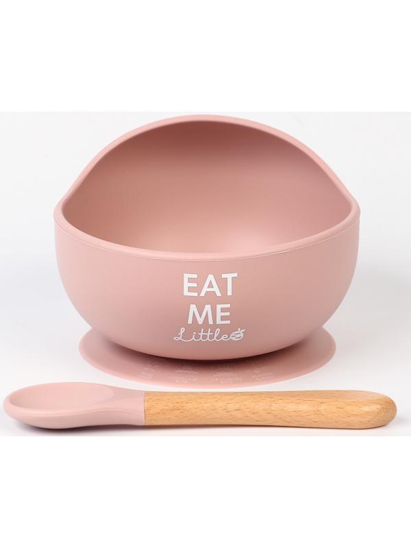 Тарелка детская на присоске, ложка, M&B, пыльная роза