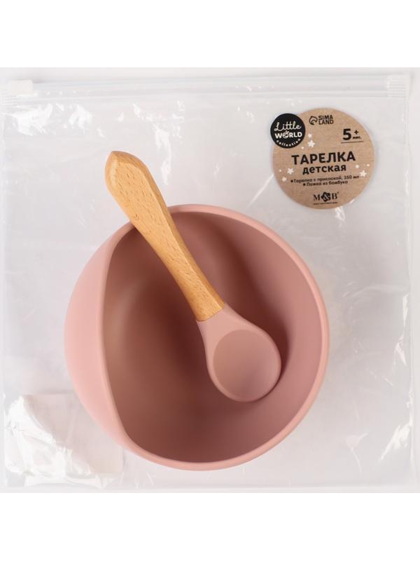 Тарелка детская на присоске, ложка, M&B, пыльная роза