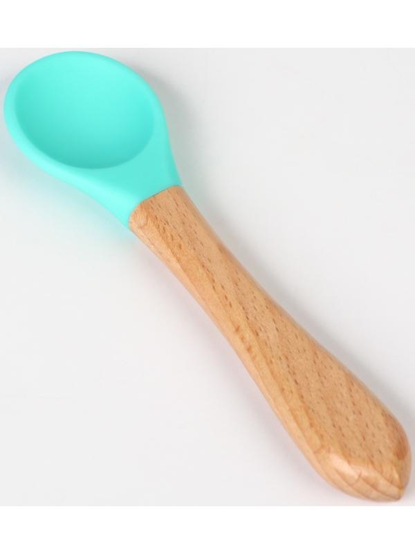 Тарелка детская на присоске, ложка, Крошка Я, бирюзовый