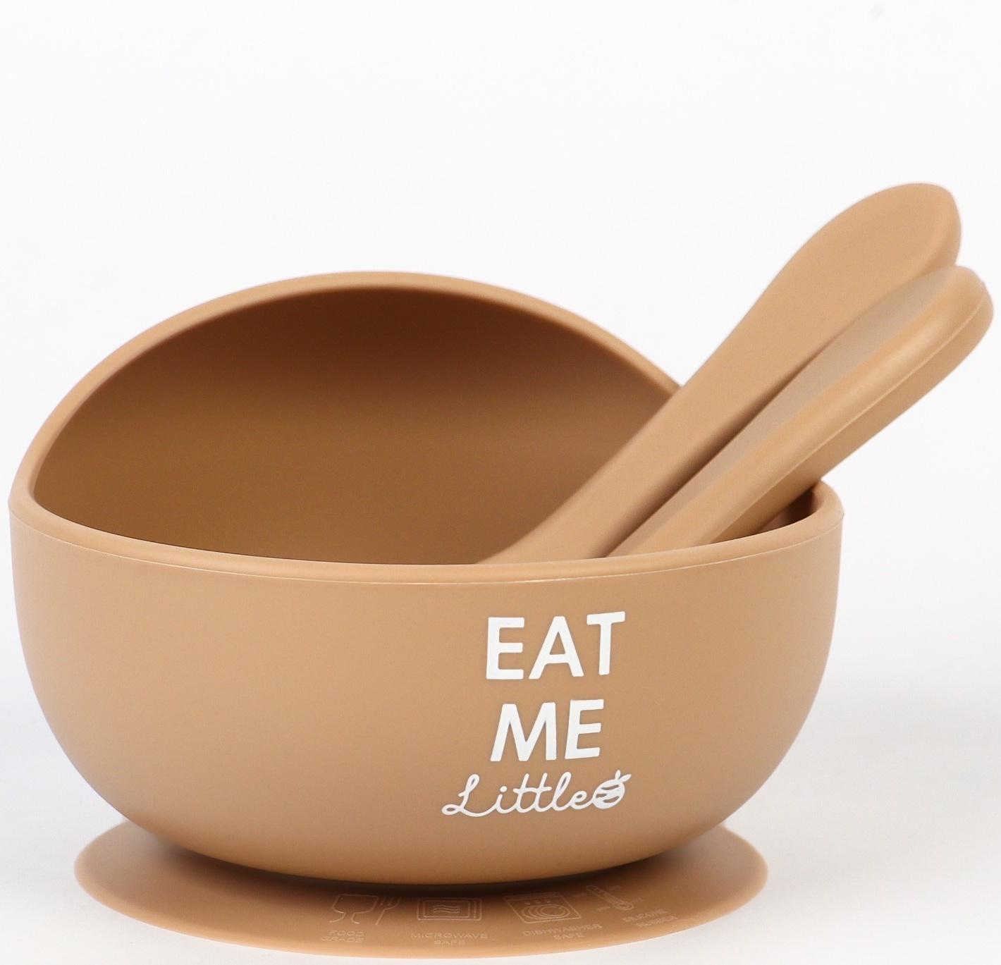 Тарелка детская на присоске и столовые приборы, M&B, бежевый