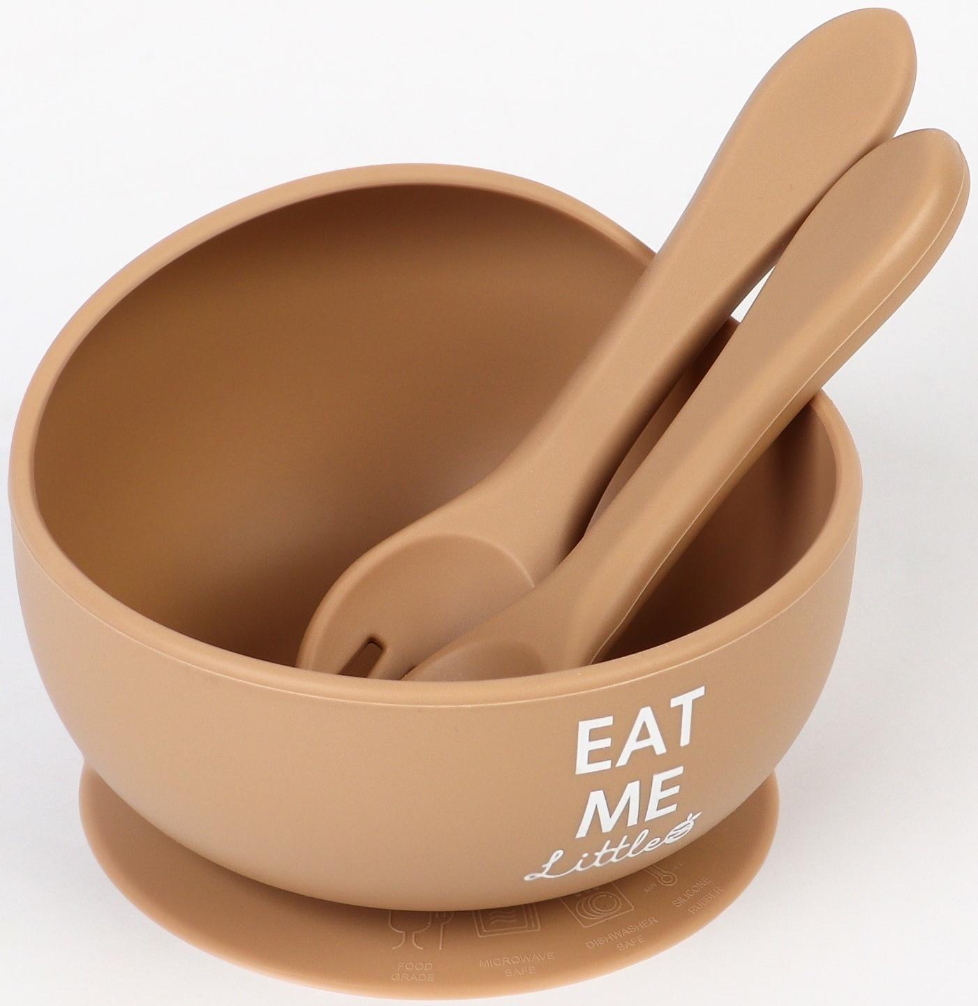 Тарелка детская на присоске и столовые приборы, M&B, бежевый