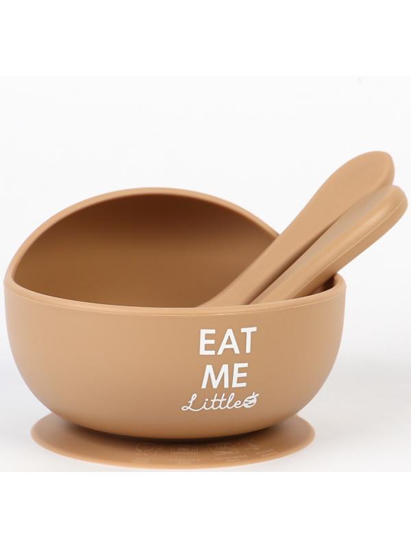 Тарелка детская на присоске и столовые приборы, M&B, бежевый