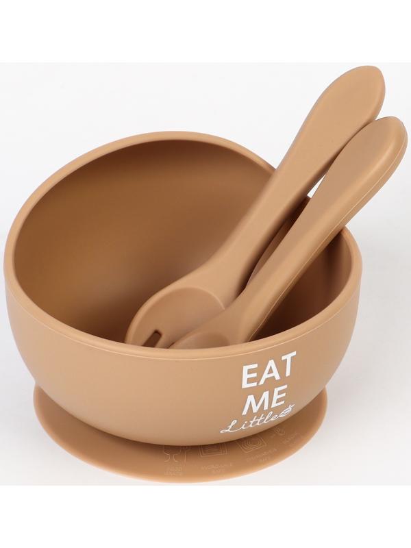 Тарелка детская на присоске и столовые приборы, M&B, бежевый