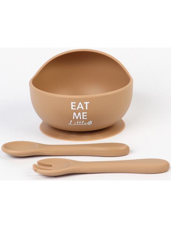 Тарелка детская на присоске и столовые приборы, M&B, бежевый