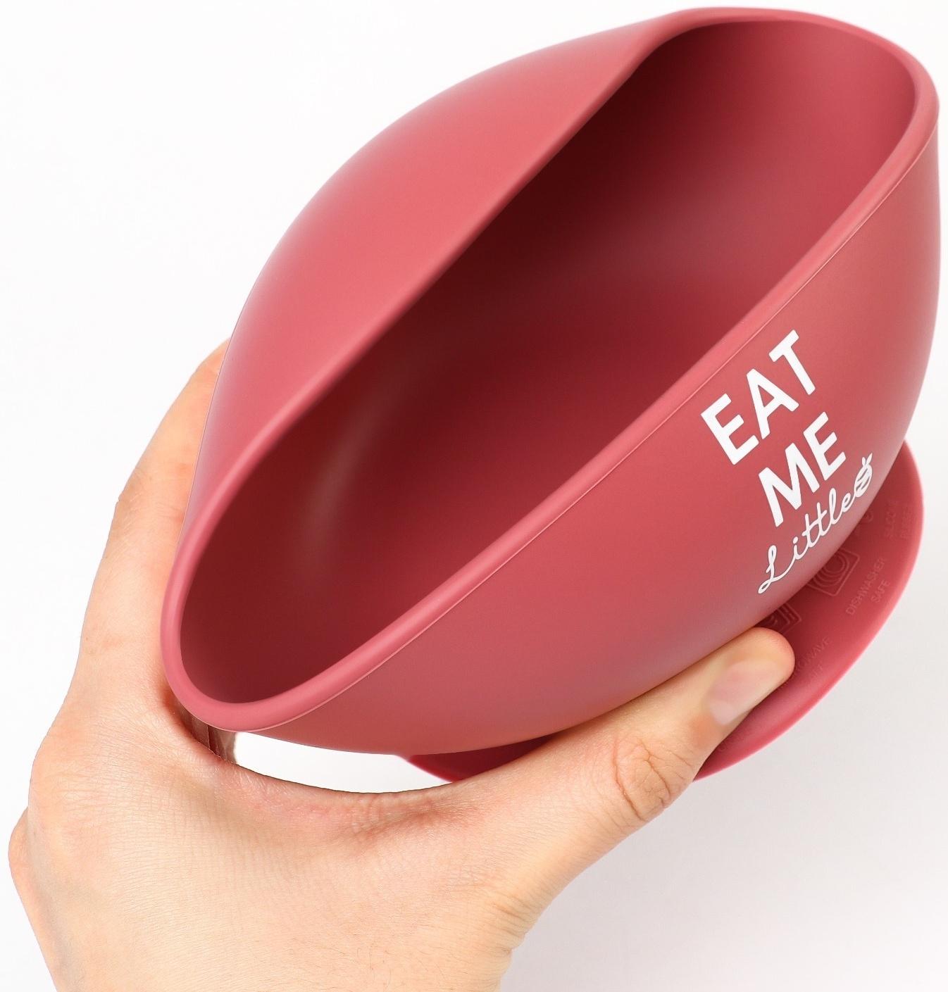 Тарелка детская на присоске и столовые приборы M&B, вишневый