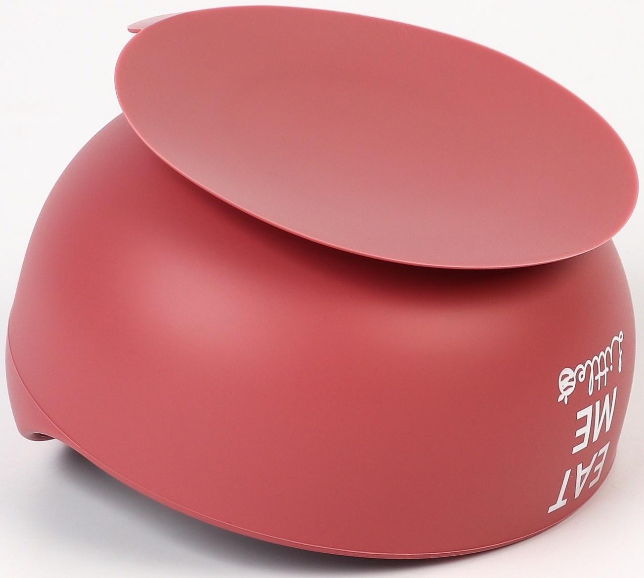 Тарелка детская на присоске и столовые приборы M&B, вишневый