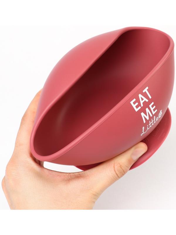 Тарелка детская на присоске и столовые приборы M&B, вишневый