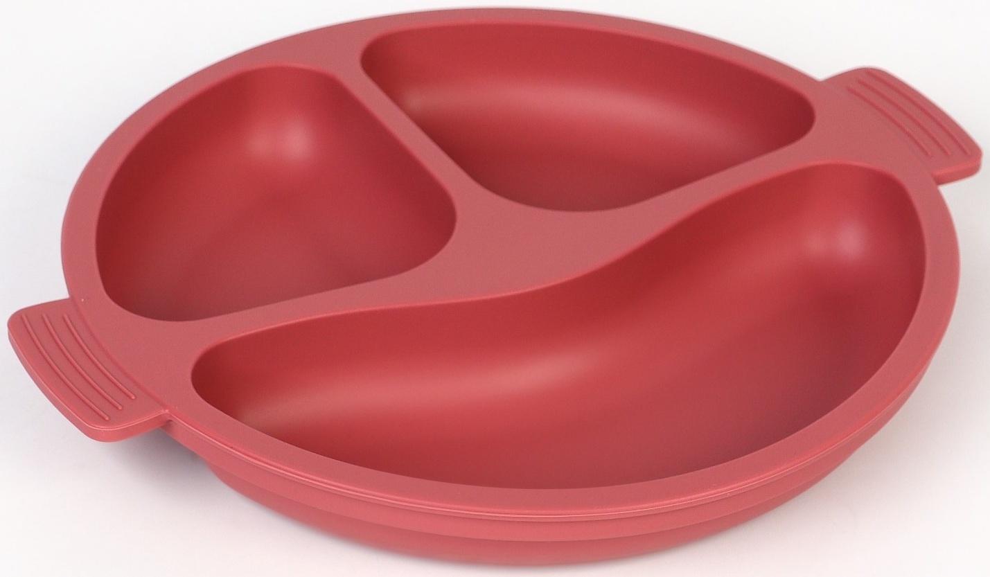 Тарелка детская 3 секции, удобные ручки, M&B, 22,5х19,5х3, вишневый
