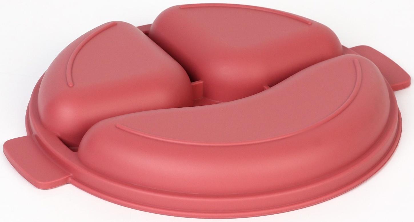 Тарелка детская 3 секции, удобные ручки, M&B, 22,5х19,5х3, вишневый