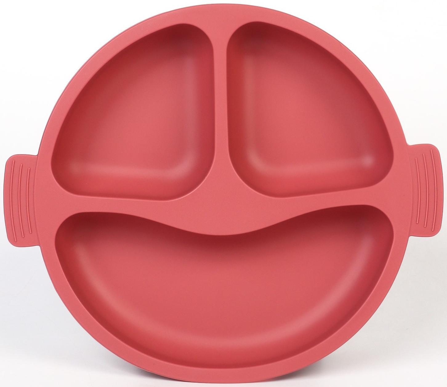 Тарелка детская 3 секции, удобные ручки, M&B, 22,5х19,5х3, вишневый