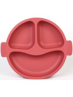 Тарелка детская 3 секции, удобные ручки, M&B, 22,5х19,5х3, вишневый
