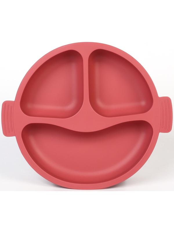 Тарелка детская 3 секции, удобные ручки, M&B, 22,5х19,5х3, вишневый