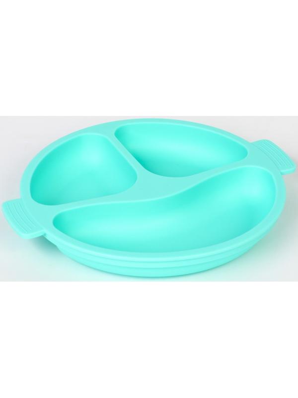 Тарелка детская 3 секции, удобные ручки, Крошка Я, 22,5х19,5х3, бирюзовый
