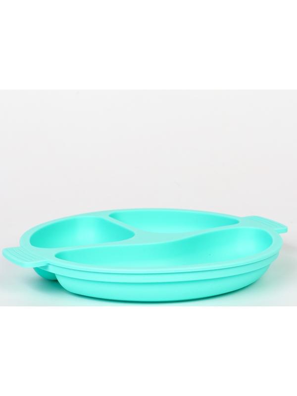 Тарелка детская 3 секции, удобные ручки, Крошка Я, 22,5х19,5х3, бирюзовый