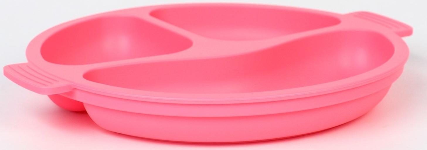 Тарелка детская 3 секции, удобные ручки, Крошка Я, 22,5х19,5х3, розовый