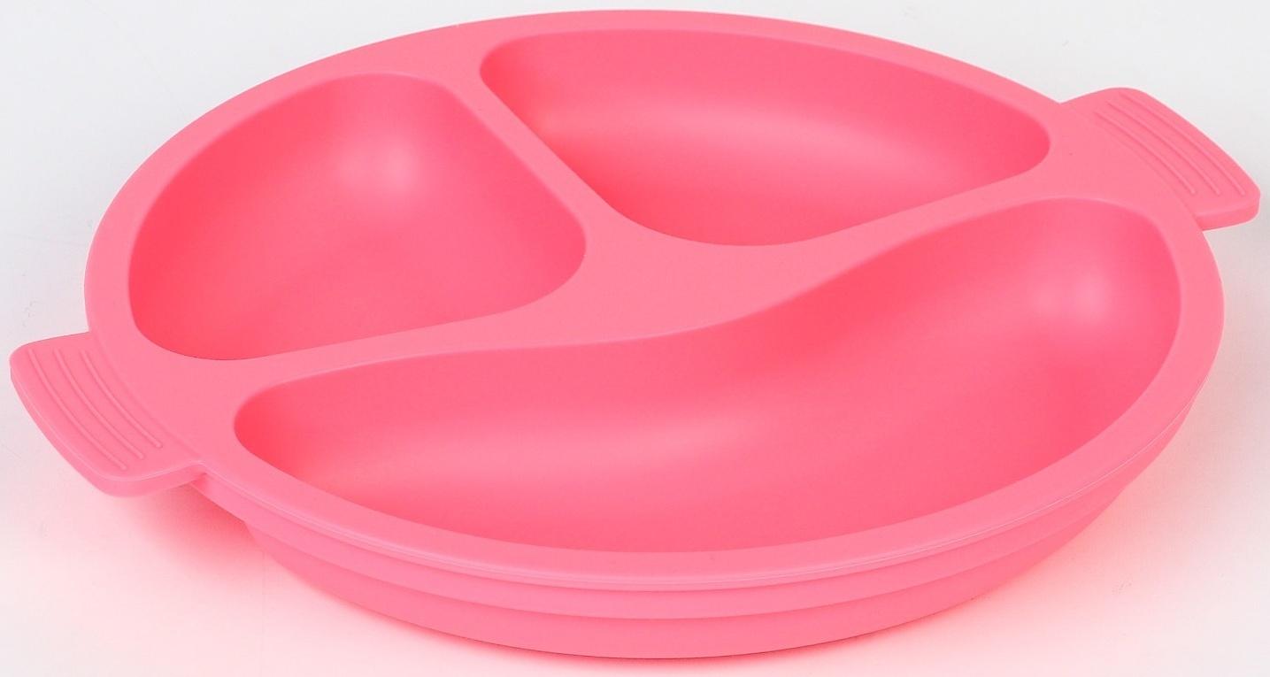 Тарелка детская 3 секции, удобные ручки, Крошка Я, 22,5х19,5х3, розовый