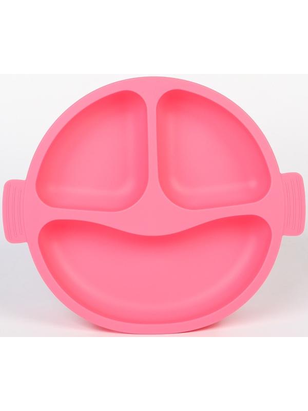 Тарелка детская 3 секции, удобные ручки, Крошка Я, 22,5х19,5х3, розовый