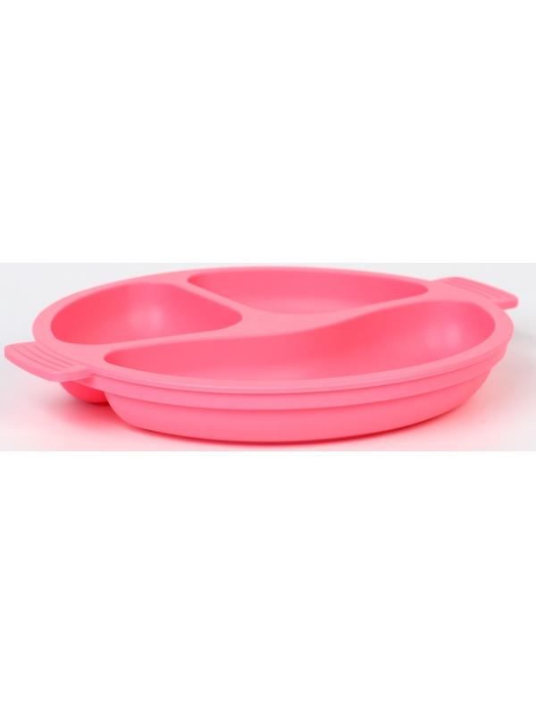 Тарелка детская 3 секции, удобные ручки, Крошка Я, 22,5х19,5х3, розовый