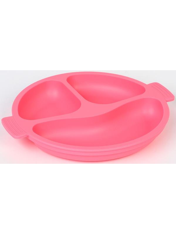 Тарелка детская 3 секции, удобные ручки, Крошка Я, 22,5х19,5х3, розовый