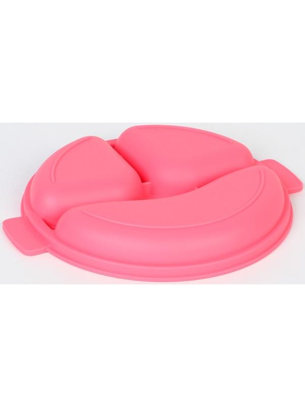 Тарелка детская 3 секции, удобные ручки, Крошка Я, 22,5х19,5х3, розовый