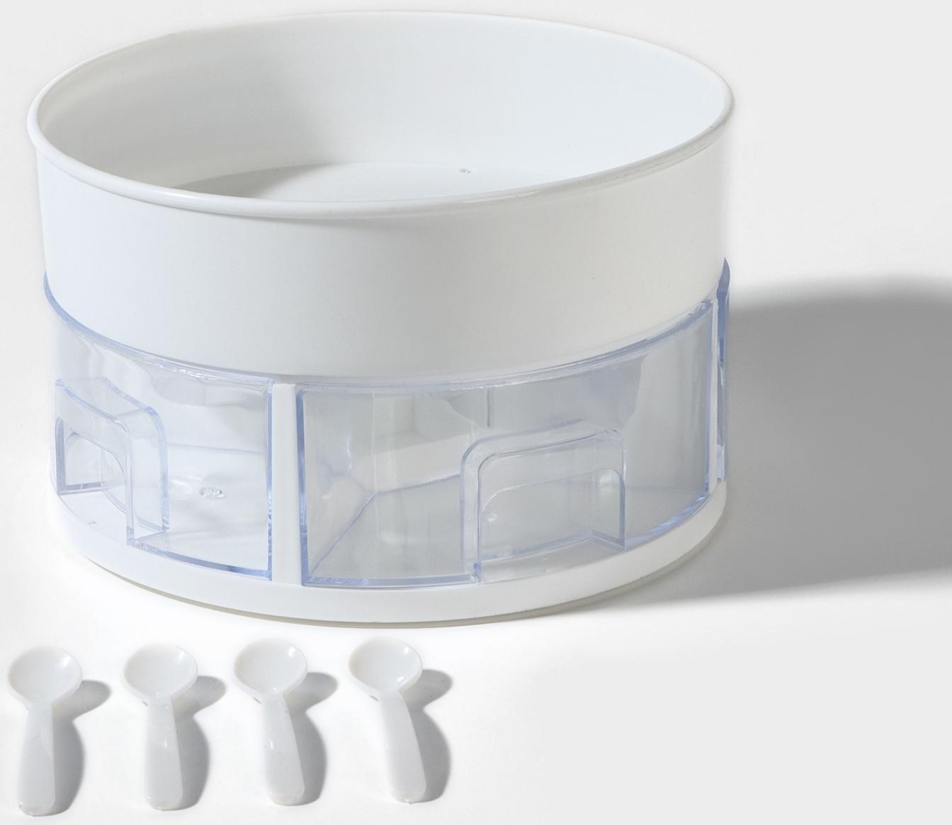 Органайзер для специй вращающийся с 4 ячейками, 2-х ярусный d-23×13,5см, цвет белый